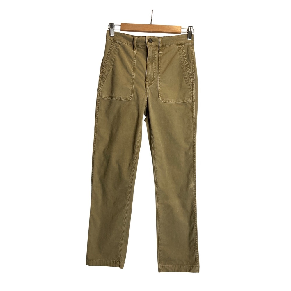 Madewell 90s Straight High Rise Patch Pocket Carpenter Utility Jeans Khaki 25